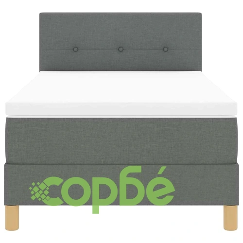 Континентално легло с матрак и топер тъмносиво 90x190 см полиестер ➤ топ цена ➤ sorbe.bg