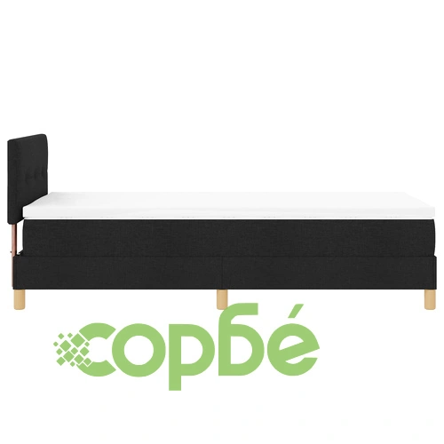 Легло с матрак и кутия пружина 90x200 см, Черен тъкан плат ➤ топ цена ➤ sorbe.bg