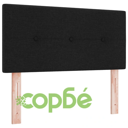 Легло с матрак и кутия пружина 90x200 см, Черен тъкан плат ➤ топ цена ➤ sorbe.bg