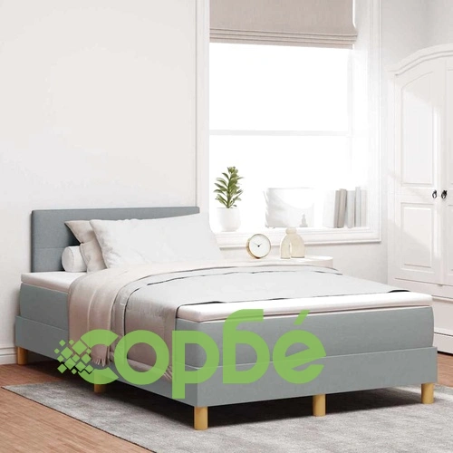 Континентално легло с матрак светлосиво 120x190 см полиестер ➤ топ цена ➤ sorbe.bg