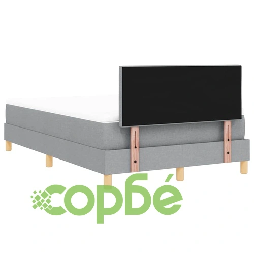 Континентално легло с матрак светлосиво 120x190 см полиестер ➤ топ цена ➤ sorbe.bg