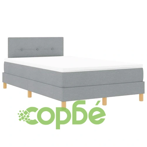 Континентално легло с матрак светлосиво 120x190 см полиестер ➤ топ цена ➤ sorbe.bg