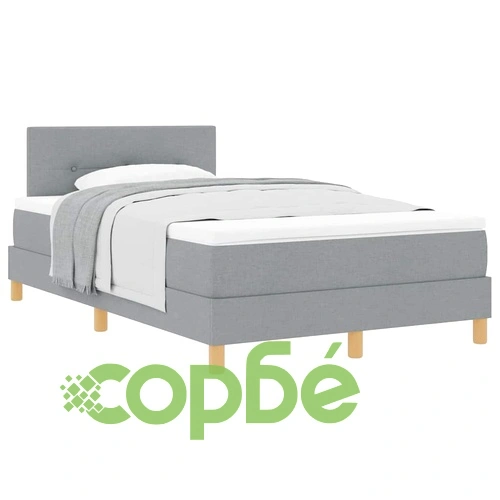 Континентално легло с матрак светлосиво 120x190 см полиестер ➤ топ цена ➤ sorbe.bg