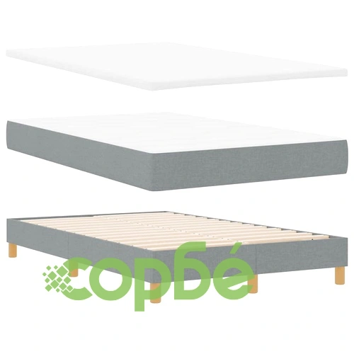 Континентално легло с матрак светлосиво 120x190 см полиестер ➤ топ цена ➤ sorbe.bg