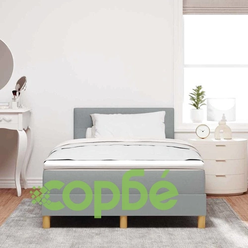 Континентално легло с матрак светлосиво 120x190 см полиестер ➤ топ цена ➤ sorbe.bg