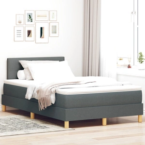 Легло с матрак и кутия пружина 120x200 см, тъмно сив текстилен плат