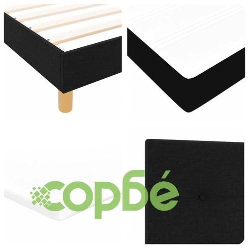 Континентално легло с матрак 140x190 см черно текстил с регулируема табла ➤ топ цена ➤ sorbe.bg