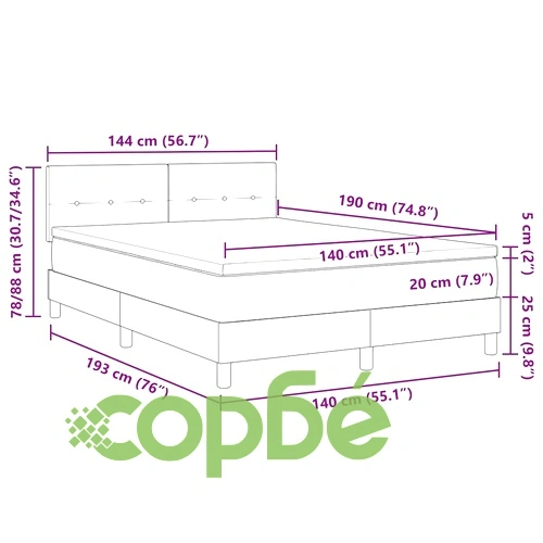 Континентално легло с матрак 140x190 см черно текстил с регулируема табла ➤ топ цена ➤ sorbe.bg