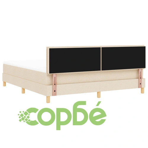 Легло с кутия пружина и матрак 180x200 см от висококачествена тъкан в кремав цвят ➤ топ цена ➤ sorbe.bg