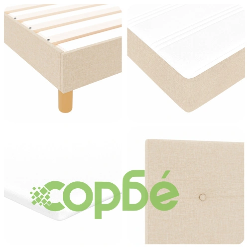 Легло с кутия пружина и матрак 180x200 см от висококачествена тъкан в кремав цвят ➤ топ цена ➤ sorbe.bg