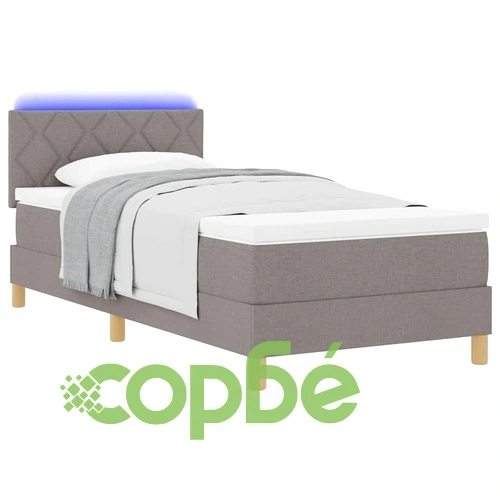 Континентално легло с матрак таупе 90x190 см от полиестерен текстил ➤ топ цена ➤ sorbe.bg