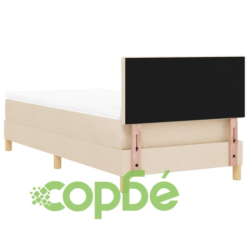 Легло с пружини и матрак 100x200 см, кремава тъкан, единично ➤ топ цена ➤ sorbe.bg