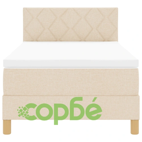 Легло с пружини и матрак 100x200 см, кремава тъкан, единично ➤ топ цена ➤ sorbe.bg