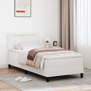 Кутия с пружини с матрак 90x200 см от бяла еко кожа