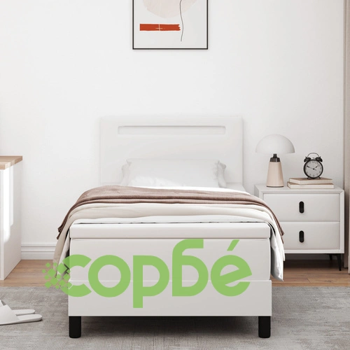 Кутия с пружини с матрак 90x200 см от бяла еко кожа ➤ топ цена ➤ sorbe.bg