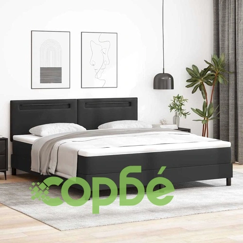 Рамка за легло с матрак от изкуствена кожа 180x200 см в черен цвят ➤ топ цена ➤ sorbe.bg