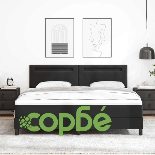 Рамка за легло с матрак от изкуствена кожа 180x200 см в черен цвят ➤ топ цена ➤ sorbe.bg