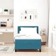 Единично легло с матрак от тъмносин велур 90x190 см