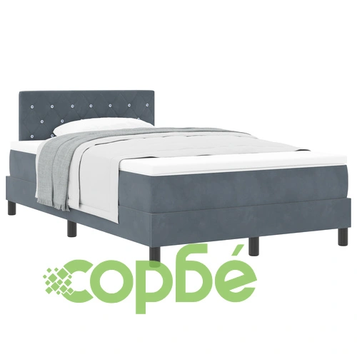 Кадифено легло с матрак 120x200 см в тъмно сиво ➤ топ цена ➤ sorbe.bg