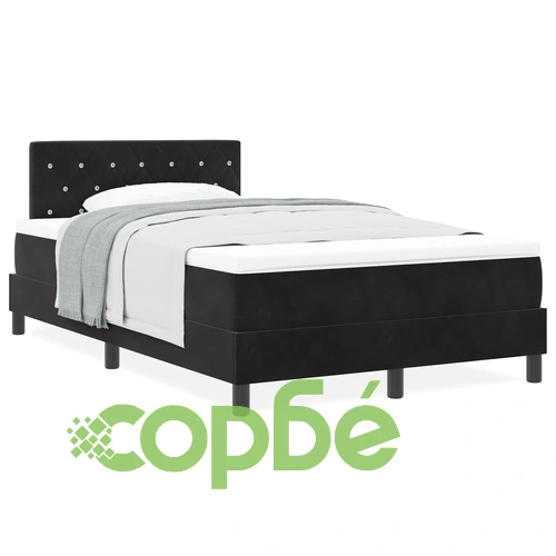 Кадифено легло с пружини и матрак 120x200 см в черно ➤ топ цена ➤ sorbe.bg