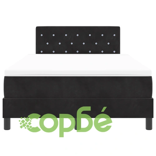 Кадифено легло с пружини и матрак 120x200 см в черно ➤ топ цена ➤ sorbe.bg