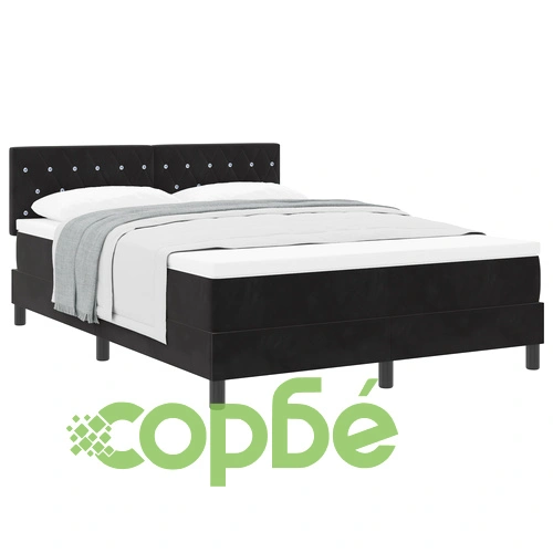 Легло с матрак от велур в черно 140x200 см с покет пружини ➤ топ цена ➤ sorbe.bg