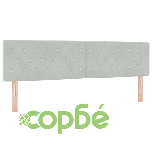 Кинг Размер Легло Box Spring с Матрак - Светло Сиво Велур 203x180 см ➤ топ цена ➤ sorbe.bg
