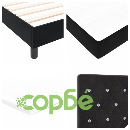 Луксозно легло с матрак от черен велур 200x200 см с джобни пружини ➤ топ цена ➤ sorbe.bg