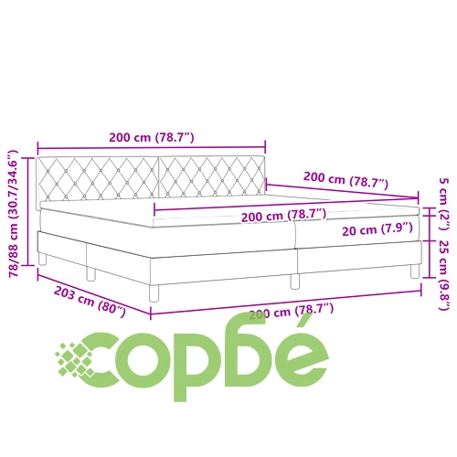 Луксозно легло с матрак от черен велур 200x200 см с джобни пружини ➤ топ цена ➤ sorbe.bg