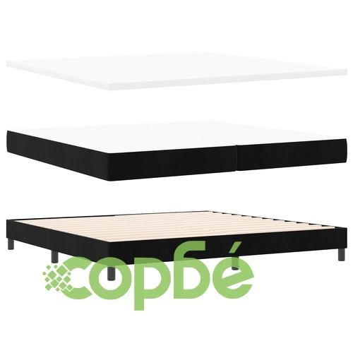 Луксозно легло с матрак от черен велур 200x200 см с джобни пружини ➤ топ цена ➤ sorbe.bg