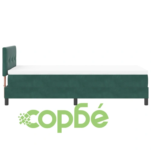 Box Spring легло с матрак 90x190 см, Тъмнозелено Кадифе, за Единично Легло ➤ топ цена ➤ sorbe.bg