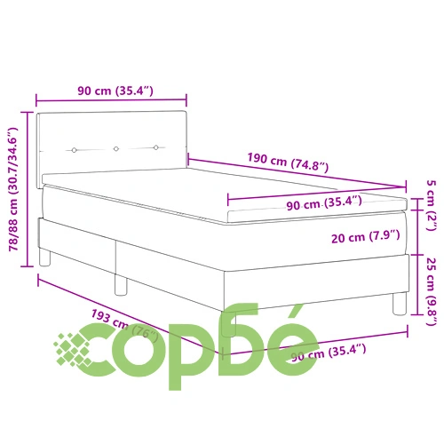 Box Spring легло с матрак 90x190 см, Тъмнозелено Кадифе, за Единично Легло ➤ топ цена ➤ sorbe.bg