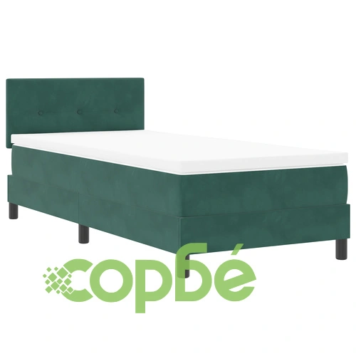 Box Spring легло с матрак 90x190 см, Тъмнозелено Кадифе, за Единично Легло ➤ топ цена ➤ sorbe.bg