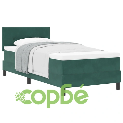 Box Spring легло с матрак 90x190 см, Тъмнозелено Кадифе, за Единично Легло ➤ топ цена ➤ sorbe.bg