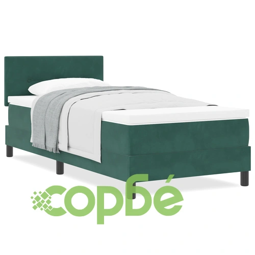 Box Spring легло с матрак 90x190 см, Тъмнозелено Кадифе, за Единично Легло ➤ топ цена ➤ sorbe.bg