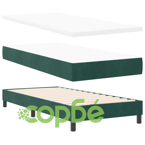 Box Spring легло с матрак 90x190 см, Тъмнозелено Кадифе, за Единично Легло ➤ топ цена ➤ sorbe.bg