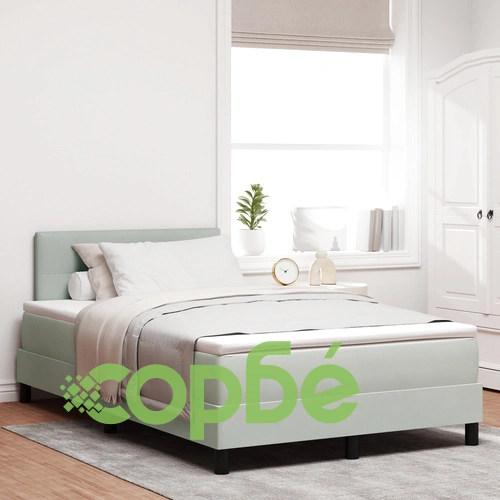 Легло с пружина и матрак 120x190 см, светлосиво кадифе ➤ топ цена ➤ sorbe.bg