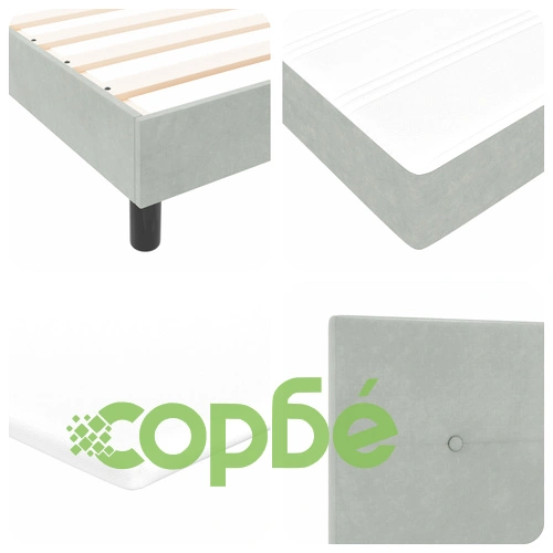 Легло с пружина и матрак 120x190 см, светлосиво кадифе ➤ топ цена ➤ sorbe.bg