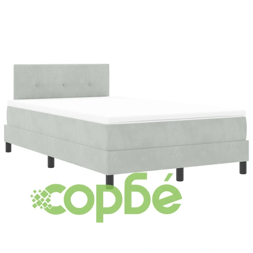 Легло с пружина и матрак 120x190 см, светлосиво кадифе ➤ топ цена ➤ sorbe.bg
