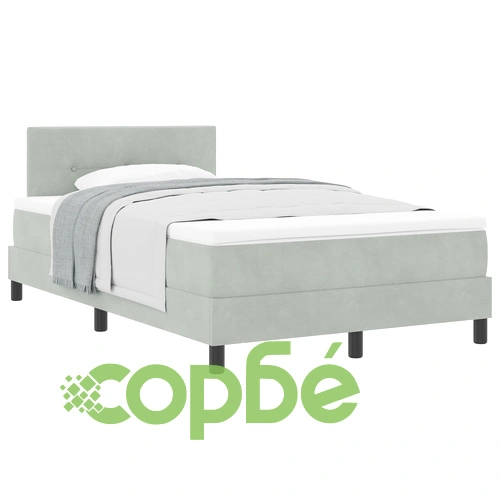 Легло с пружина и матрак 120x190 см, светлосиво кадифе ➤ топ цена ➤ sorbe.bg