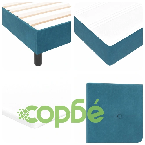 Легло с пружини и матрак от велур, тъмносиньо, 140x190 см ➤ топ цена ➤ sorbe.bg