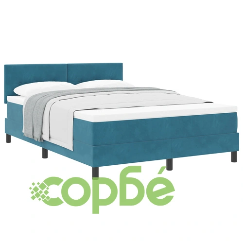 Легло с пружини и матрак от велур, тъмносиньо, 140x190 см ➤ топ цена ➤ sorbe.bg