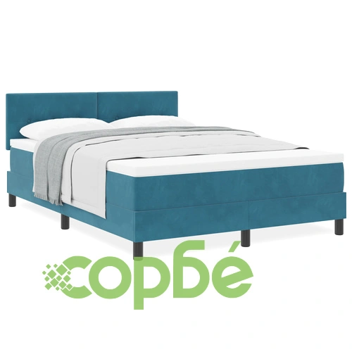 Легло с пружини и матрак от велур, тъмносиньо, 140x190 см ➤ топ цена ➤ sorbe.bg