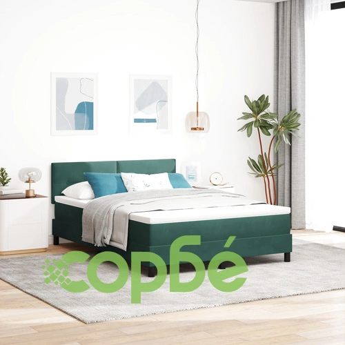 Луксозно Легло с Матрак от Велур 160x200 см в Тъмнозелено ➤ топ цена ➤ sorbe.bg