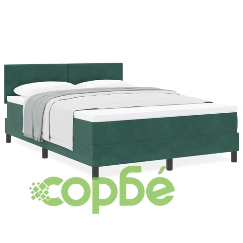 Луксозно Легло с Матрак от Велур 160x200 см в Тъмнозелено ➤ топ цена ➤ sorbe.bg