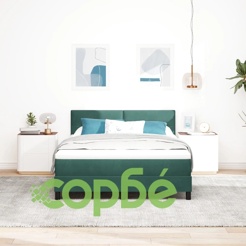 Луксозно Легло с Матрак от Велур 160x200 см в Тъмнозелено ➤ топ цена ➤ sorbe.bg