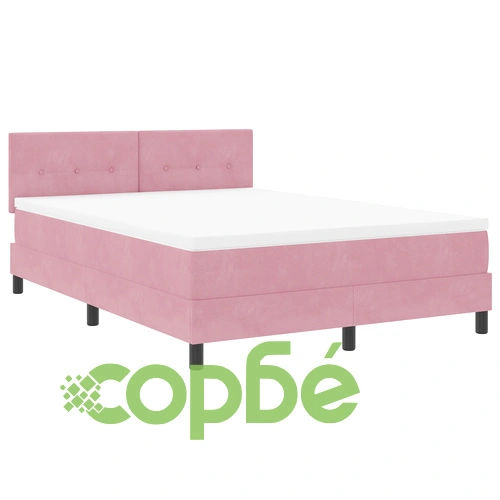 Легло тип Boxspring с матрак 160x200 см от розов велур ➤ топ цена ➤ sorbe.bg