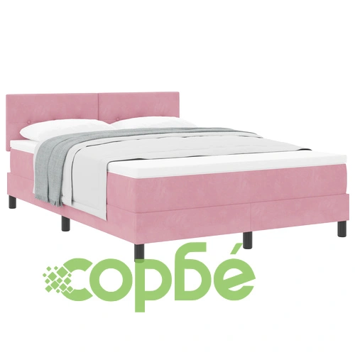 Легло тип Boxspring с матрак 160x200 см от розов велур ➤ топ цена ➤ sorbe.bg