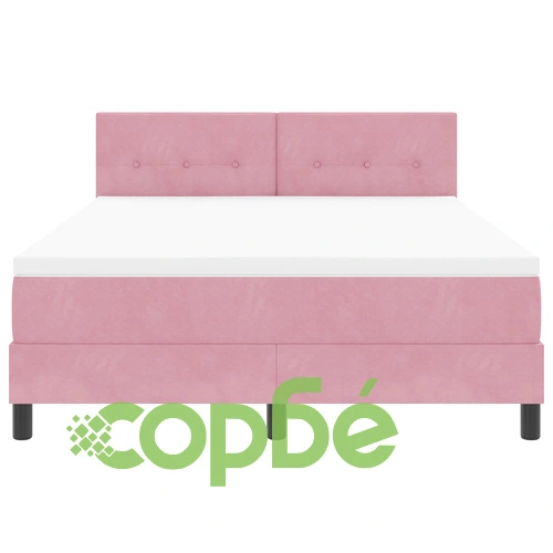 Легло тип Boxspring с матрак 160x200 см от розов велур ➤ топ цена ➤ sorbe.bg