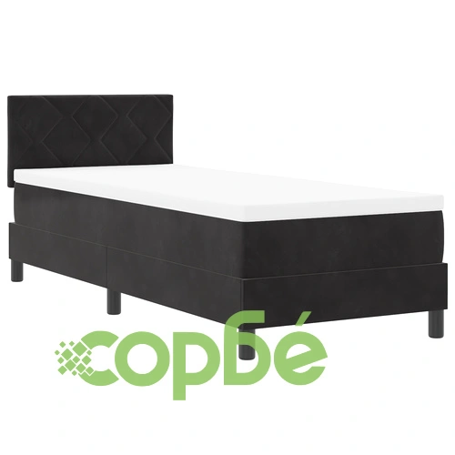 Легло Box Spring с матрак 80x200 см, Черен Велур ➤ топ цена ➤ sorbe.bg